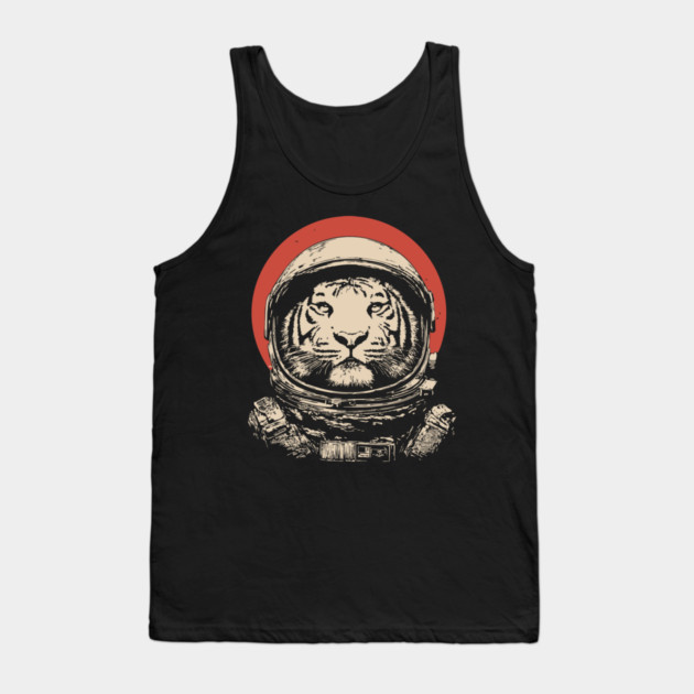 Stellar Stripes Tiger Astronaut Tank Top by TuncGK