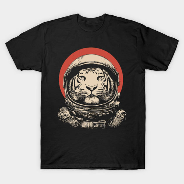 Stellar Stripes Tiger Astronaut T-Shirt by TuncGK