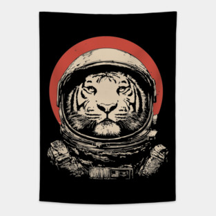 Stellar Stripes Tiger Astronaut Tapestry
