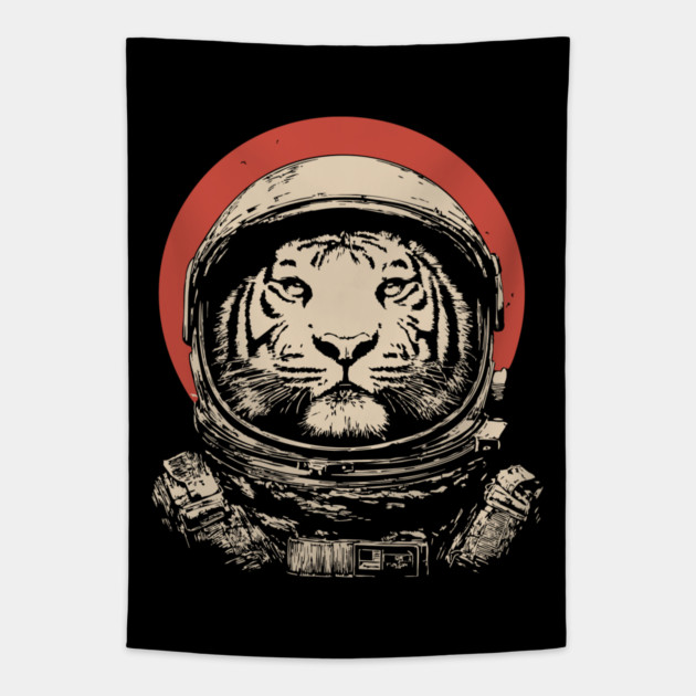Stellar Stripes Tiger Astronaut Tapestry by TuncGK
