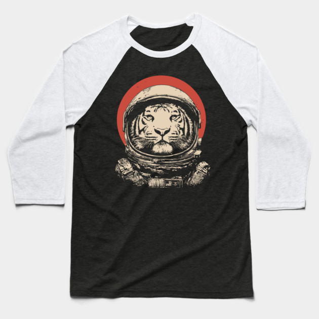 Stellar Stripes Tiger Astronaut Baseball T-Shirt by TuncGK