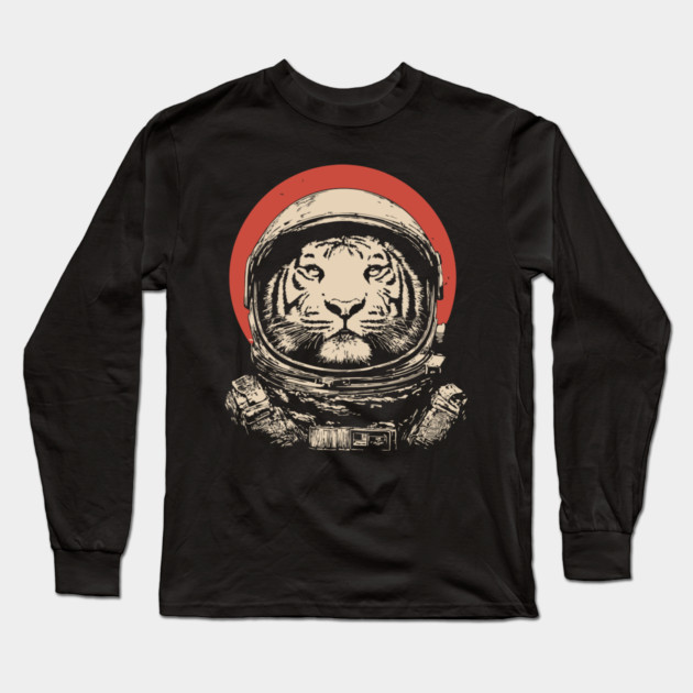 Stellar Stripes Tiger Astronaut Long Sleeve T-Shirt by TuncGK