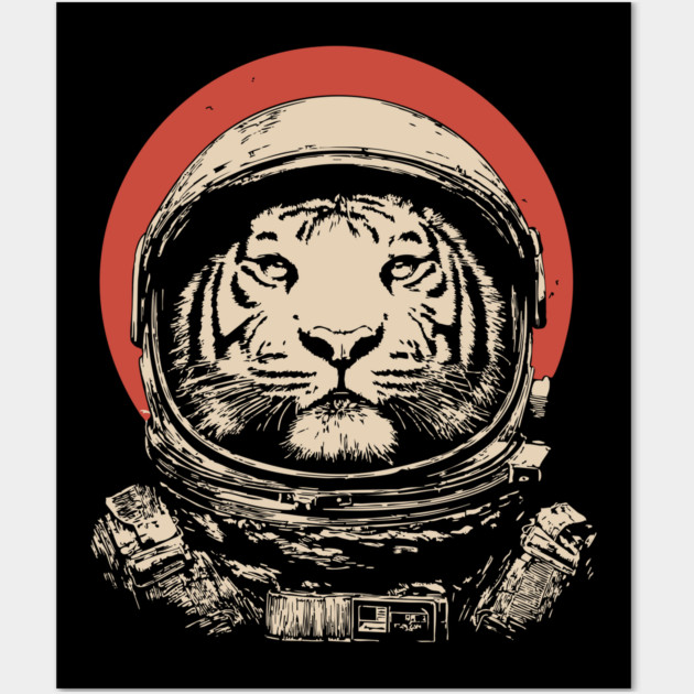 Stellar Stripes Tiger Astronaut Wall Art by TuncGK