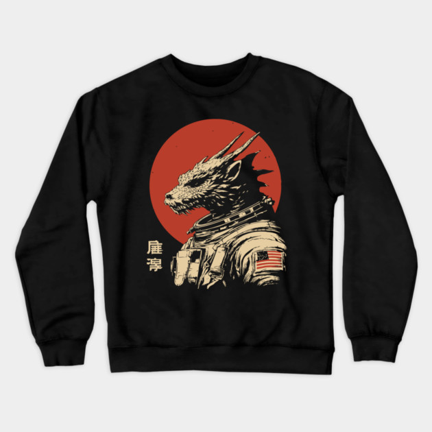 Galactic Dragon Astronaut Warrior Crewneck Sweatshirt by TuncGK