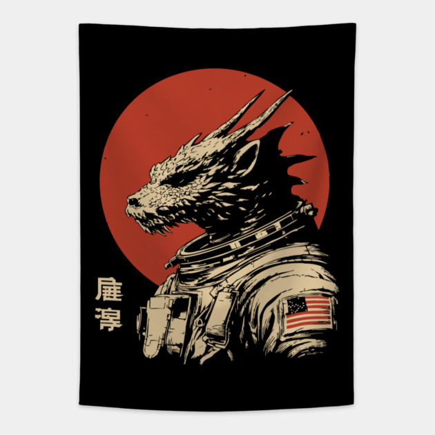 Galactic Dragon Astronaut Warrior Tapestry by TuncGK