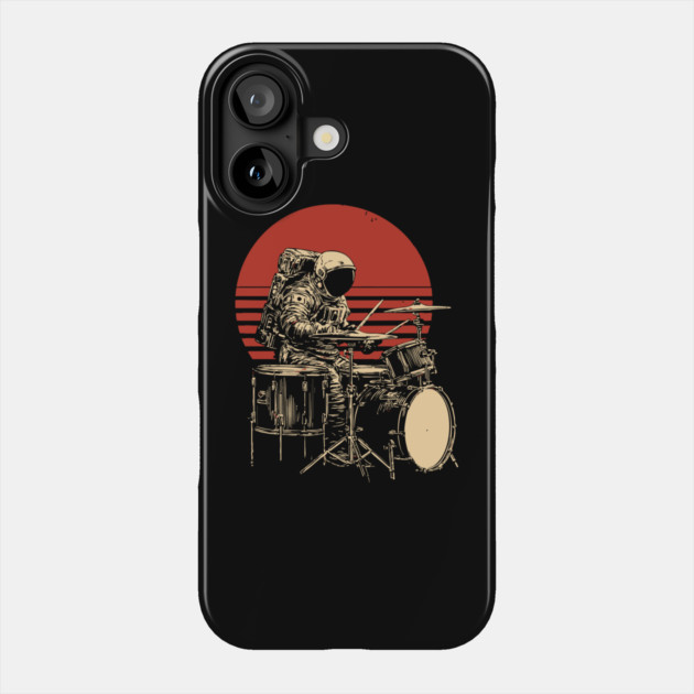 Retro Space Rock Astronaut Drummer Phone Case by TuncGK
