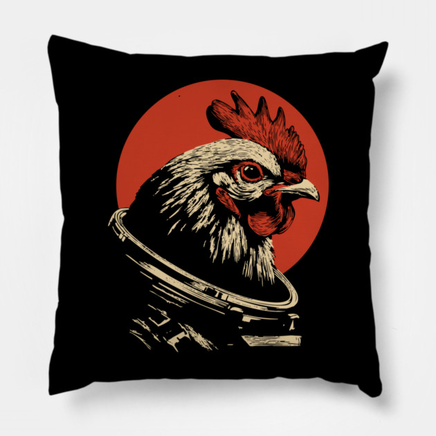 Galactic Cluck Chicken Astronaut Pillow by TuncGK