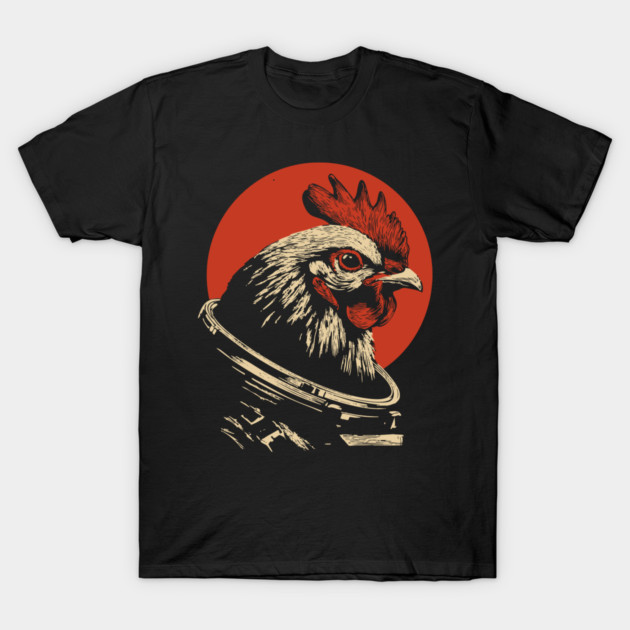 Galactic Cluck Chicken Astronaut T-Shirt by TuncGK