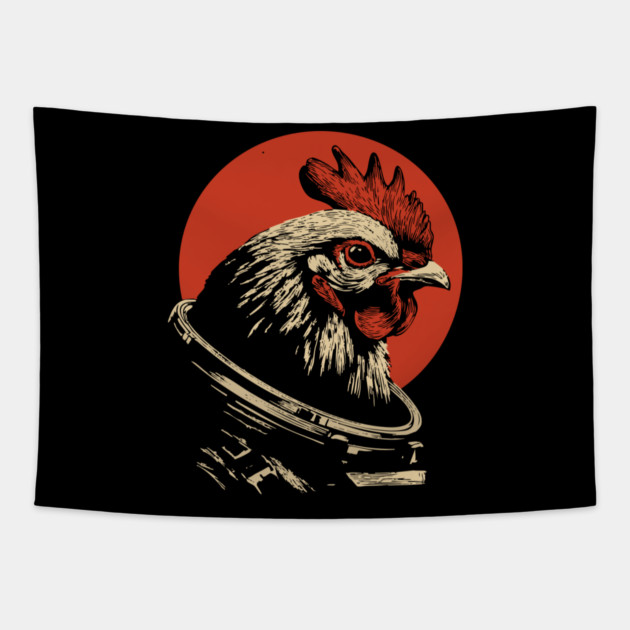 Galactic Cluck Chicken Astronaut Tapestry by TuncGK