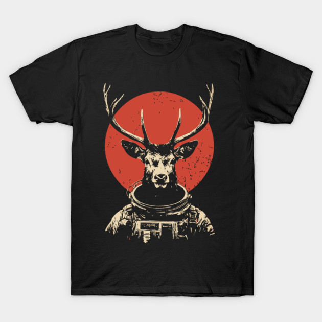 Celestial Stag Reindeer Astronaut T-Shirt by TuncGK