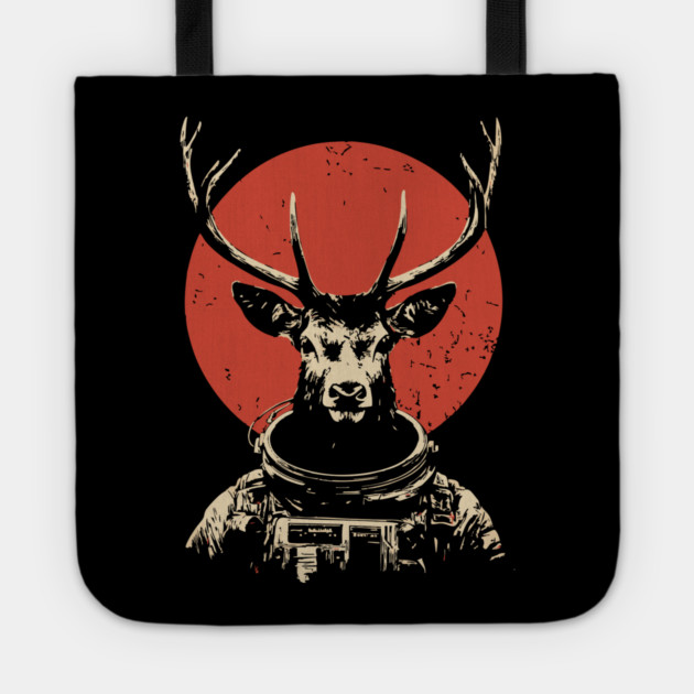 Celestial Stag Reindeer Astronaut Tote by TuncGK