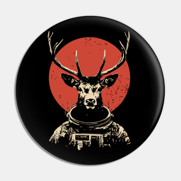 Celestial Stag Reindeer Astronaut Pin by TuncGK