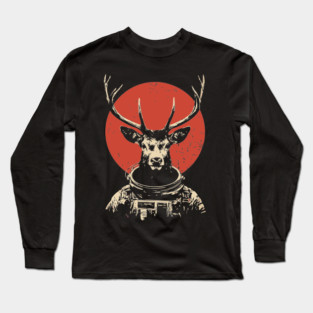 Celestial Stag Reindeer Astronaut Long Sleeve T-Shirt
