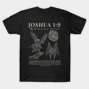 Joshua 1:9 Christian Artwork – Bible Verse Typography, Courage and Faith Design, Scripture Wall Art & Streetwear Graphic T-Shirt