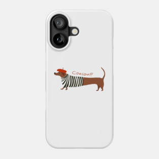 Coucou Dachshund – French Sausage Dog in Beret Illustration Phone Case