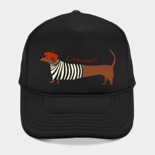 Coucou Dachshund – French Sausage Dog in Beret Illustration Hat