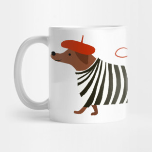 Coucou Dachshund – French Sausage Dog in Beret Illustration Mug