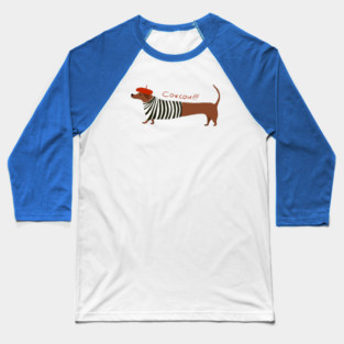 Coucou Dachshund – French Sausage Dog in Beret Illustration Baseball T-Shirt