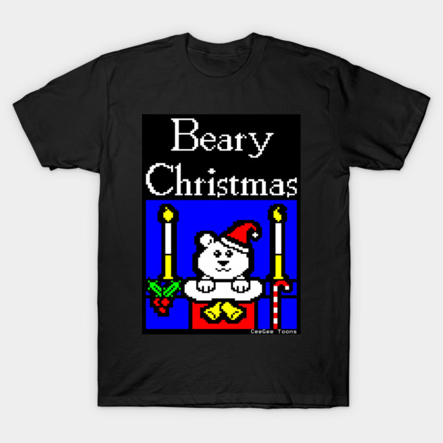 Beary Christmas - Teletext T-Shirt by CeeGeeToons