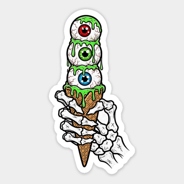 Eyeball Ice Cream Cone – Creepy Cute Halloween Design Sticker by Designed By Marty