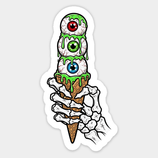 Eyeball Ice Cream Cone – Creepy Cute Halloween Design Magnet by Designed By Marty