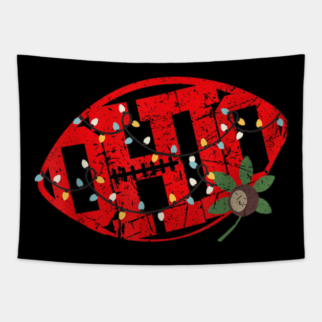 Vintage State of Ohio Football Shape Christmas Lights Tapestry by Jazzar