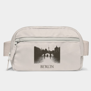 Berlin Vintage Woodcut | Minimalist Spree River & Cityscape Art Bag