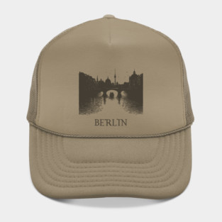 Berlin Vintage Woodcut | Minimalist Spree River & Cityscape Art Hat