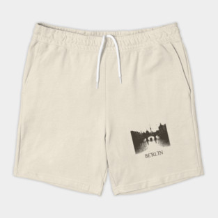 Berlin Vintage Woodcut | Minimalist Spree River & Cityscape Art Shorts