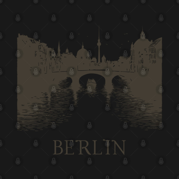 Berlin Vintage Woodcut | Minimalist Spree River & Cityscape Art by TuncGK