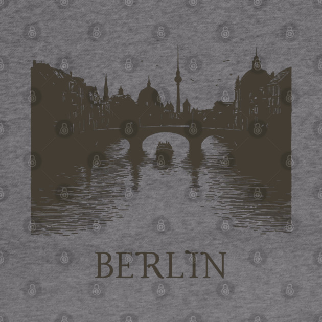 Berlin Vintage Woodcut | Minimalist Spree River & Cityscape Art by TuncGK