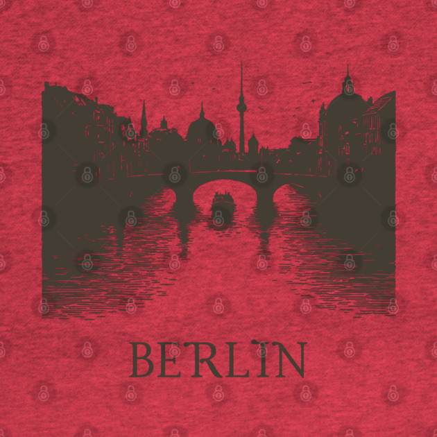 Berlin Vintage Woodcut | Minimalist Spree River & Cityscape Art by TuncGK