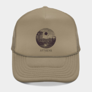 Athens Vintage Woodcut | Retro Acropolis & Parthenon Graphic Hat