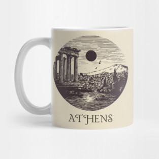 Athens Vintage Woodcut | Retro Acropolis & Parthenon Graphic Mug