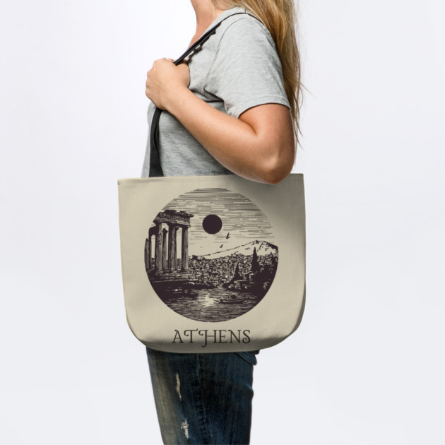 Athens Vintage Woodcut | Retro Acropolis & Parthenon Graphic by TuncGK