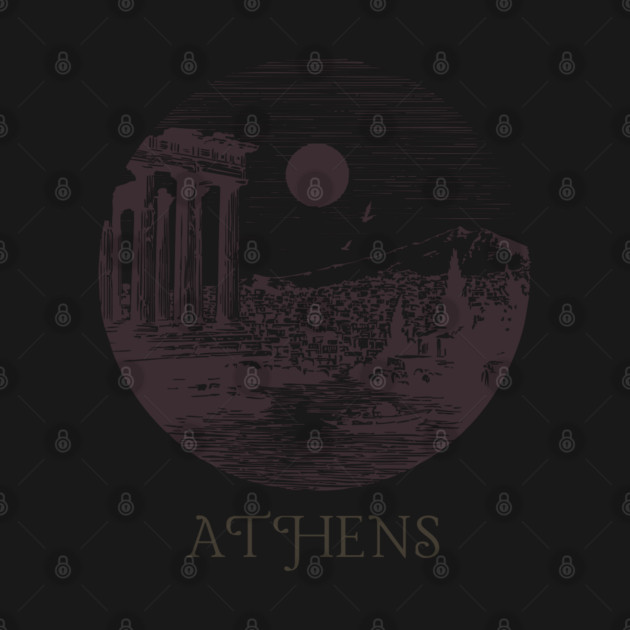 Athens Vintage Woodcut | Retro Acropolis & Parthenon Graphic by TuncGK