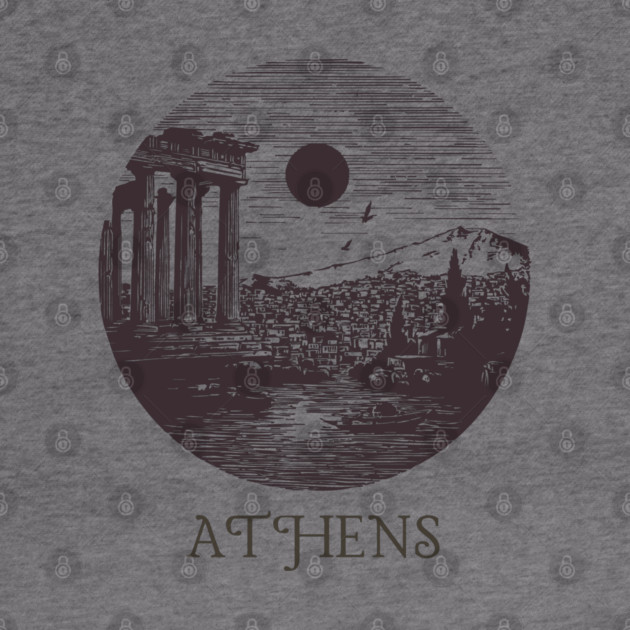 Athens Vintage Woodcut | Retro Acropolis & Parthenon Graphic by TuncGK