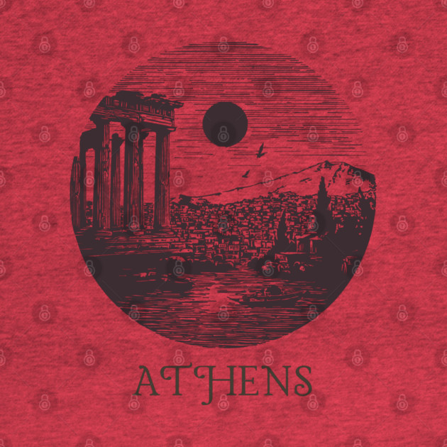 Athens Vintage Woodcut | Retro Acropolis & Parthenon Graphic by TuncGK