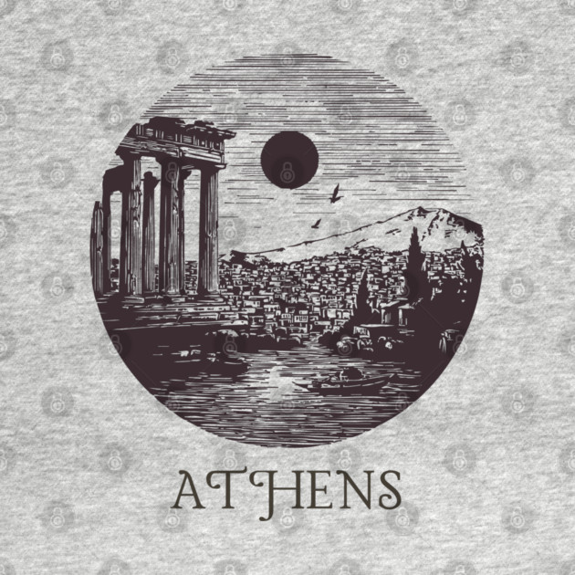 Athens Vintage Woodcut | Retro Acropolis & Parthenon Graphic by TuncGK