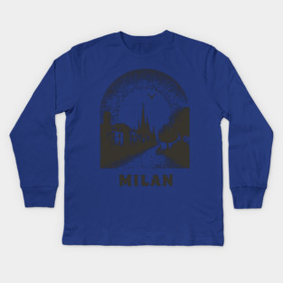 Milan T-Shirt | Vintage Duomo di Milano & City Street Tee Kids Long Sleeve T-Shirt