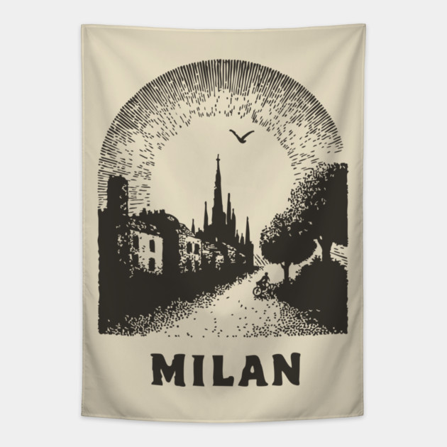 Milan T-Shirt | Vintage Duomo di Milano & City Street Tee Tapestry by TuncGK