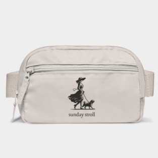 Sunday Stroll Pug T-Shirt | Vintage Elegant Woman Walking Dog Tee Bag