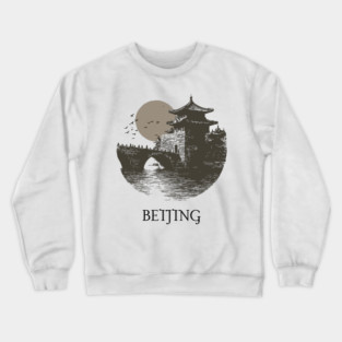 Beijing T-Shirt | Vintage Chinese Pagoda & Bridge Illustration Tee Crewneck Sweatshirt