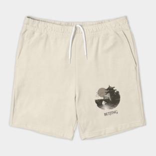Beijing T-Shirt | Vintage Chinese Pagoda & Bridge Illustration Tee Shorts