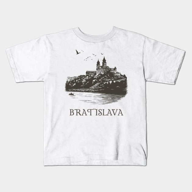 Bratislava T-Shirt | Vintage Slovakia Castle & Danube River Tee Kids T-Shirt by TuncGK