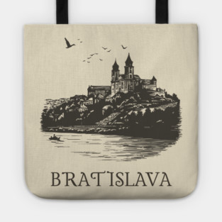 Bratislava T-Shirt | Vintage Slovakia Castle & Danube River Tee Tote