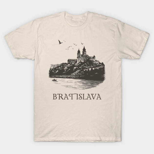 Bratislava T-Shirt | Vintage Slovakia Castle & Danube River Tee T-Shirt by TuncGK
