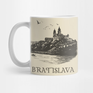 Bratislava T-Shirt | Vintage Slovakia Castle & Danube River Tee Mug