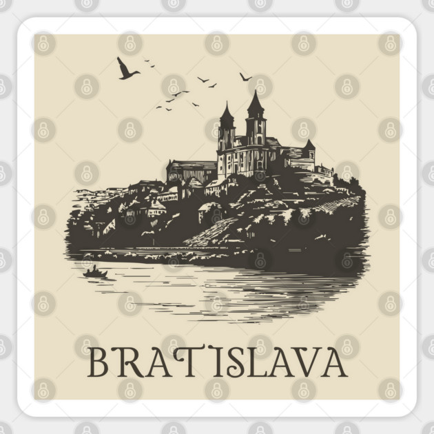 Bratislava T-Shirt | Vintage Slovakia Castle & Danube River Tee Sticker by TuncGK