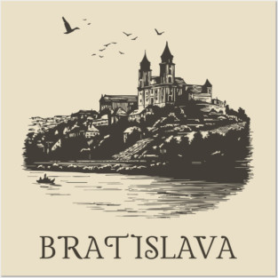 Bratislava T-Shirt | Vintage Slovakia Castle & Danube River Tee Posters and Art